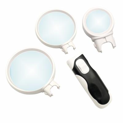 China 34-60-85MM (mm) Magnifying Glass with 2.5X5X16X Lightweight Handheld Magnifying Glass with 3 Interchangeable Lenses for sale