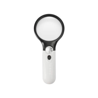 China 75mm 22mm magnifying glass with light, LED illuminated magnifier with high magnification of 3X 45X, handheld light weight to indicate for sale