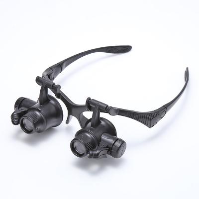 China ABS 9892GJ Head Mounted Magnifying Glass LED Lighting Jewelry Binocular Loupe for sale