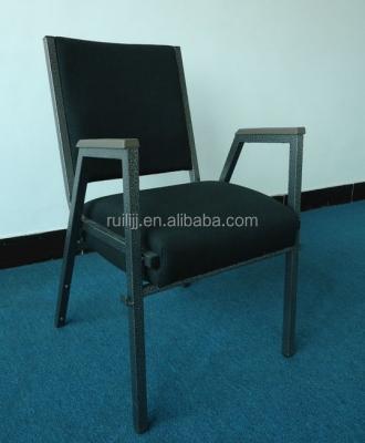 China Modern Steel Stacking And Interlocking Metal Church Chair With Arm for sale