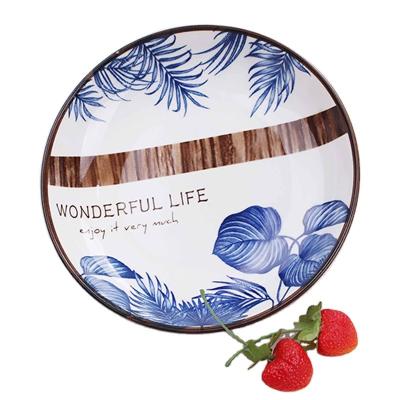 China Viable Stain Wholesale Ceramic Tableware Blue And White Spiral Striation Porcelain Dish Deep Letters Dish for sale