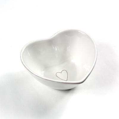 China Small Sized Dolomite Love Heart Ceramic Bowl Soup Bowl Voting Pattern Hand Drawn Minimalist Viable Style For Valentine's Day for sale