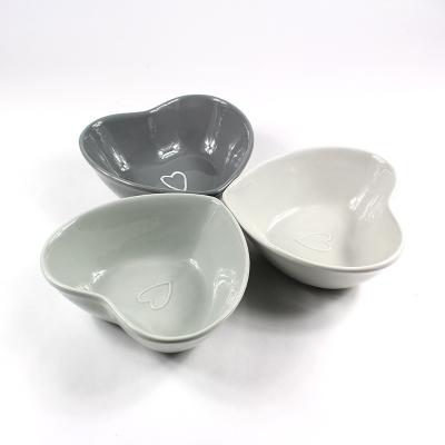 China Sustainable Dolomite Soup Bowl in Heart Shape European Minimalist Style Hand Drawn Pattern Ceramic Bowl for sale