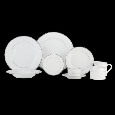 China Restaurant Use Emperor White Viable High End Durable Fine Royal Rim Luxury Jade Porcelain Dinner Set Gold for sale