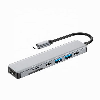 China Mobile Devices .desk Hub Docking Station HUB HDTV Converter Notebook USB Computer Type C 7 in 1 Aluminum Alloy Docking for sale