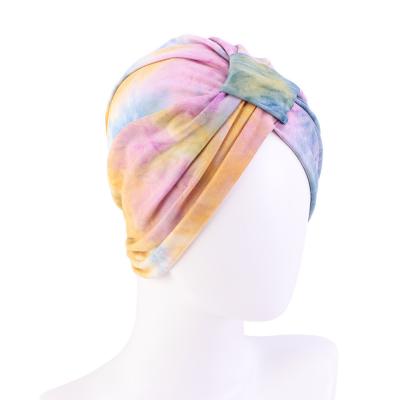 China TB245 Muslim Female Head Beanie Sleep Cap African Women Soft Modal Wrap Tie Dye Tied Hair Turban Hats for sale