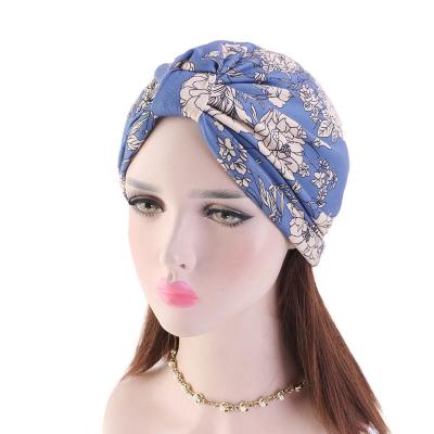 China Cotton+satin fashion customization cotton printed nightcap turban Arabian Muslim satin silk coating turban TB-70A for sale