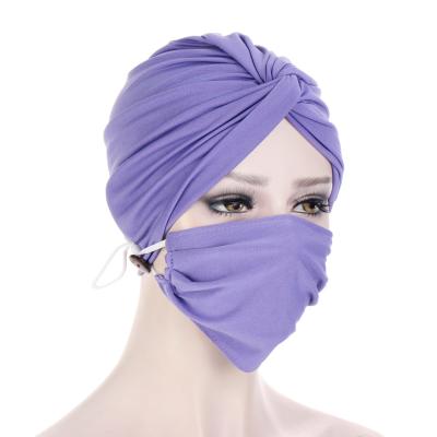 China TB-385 Crystal Hemp Plain Twist Button Cotton Turban and Face Accessories Bulk Set for sale