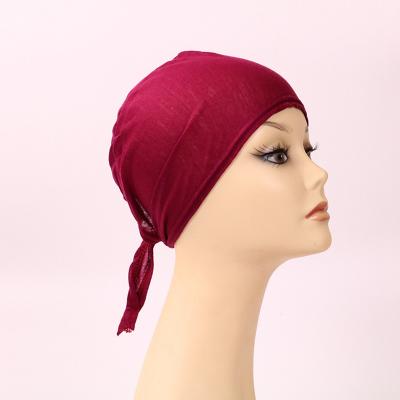 China Picture Wholesale Solid Bandage Head Cover Soft Modal Push Up Dome Cap Biker Covers Muslim Head Wrap Turban Hat TB-48 for sale