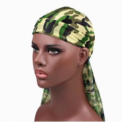 China Unisex Men Women Hat Polyester Du rag Doo Rag Head Wrap Wave External Stitching Camouflage Durag Hat DR-26B for sale