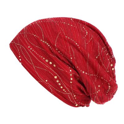 China Image TB-22 Headgear Head African Indian Women's Muslim Female Colorful Epoxy Slouchy Slouchy Hair Turban Hat Hood Cap for sale