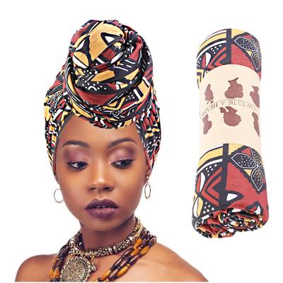 China Polyester& Hot Sale TB-290 Spandex Amazon Style Ethnic Headscarf Knotted African Hijab Scarf Women Headwrap Turban Hat for sale