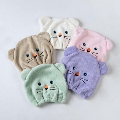 China Cute solid nylon animal hat YS-20 children's dry hair hood cartoon cap children's shower cap image dry hair absorbent hat for sale