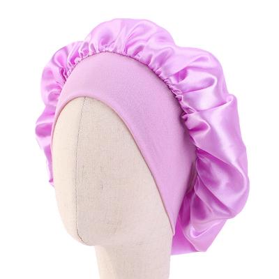 China TBK-42 Children's Hair Turban Headwrap Satin Beanies Hoods Sleep Band Solid Wide Elastic Kids Hat Silky Hair Turban Hood Fits For Approx 1-6 Years Kids for sale