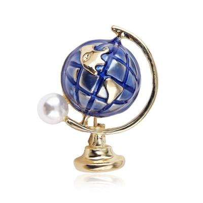 China JW-93 fashion unisex globe brooch jewelry clothing accessory enamel oil drop planet pins brooches for sale