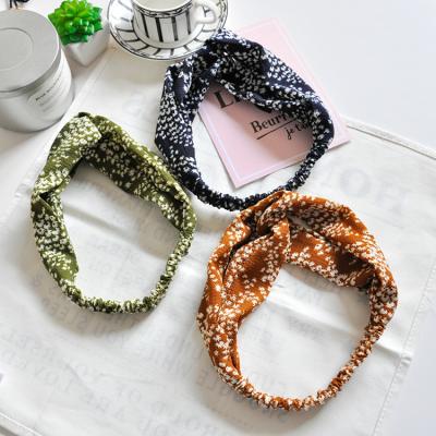 China HD-33 Luxury Cross Head Fabric Fashion Accessories Ladies Girls Handmade Cloth Knotted Elastic Headband for sale