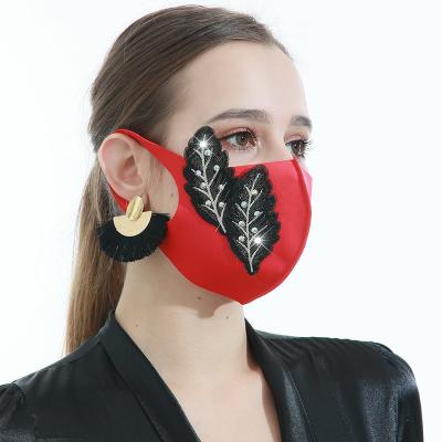 China New Dustproof Female Patch Sice Face Accessories Silk Girls Leaves Fall Winter Warm Washable 3D Protective Mask MS-15 for sale