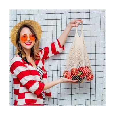 China Custom Reusable Shopping Cotton Mesh Drawstring Bag High Quality Storage Bag Eco-Friendly Wholesale Mesh Grocery Bag for sale