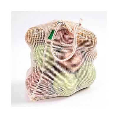 China 2022 Custom Size Cotton Storage Mesh Bags For Fruits And Recyclable 100% Cotton Vegetables Eco - Friendly for sale