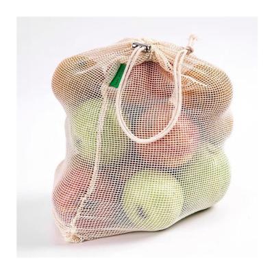 China Custom Made Custom Size Fruit Vegetable Shopping Bag Cotton Drawstrings Shopping Bags Eco-friendly 100% Cotton Mesh Bag for sale