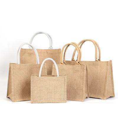 China 100% eco-friendly hot selling simple eco-friendly jute bag large capacity shopping bag the reusable jute handbag for sale