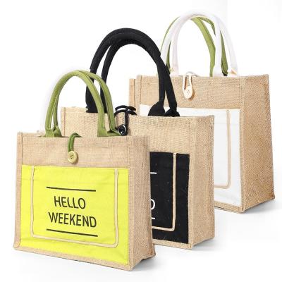 China 100% Reusable Jute Tote Bag Custom Large Eco-Friendly Printing Beach Waterproof Bags for sale