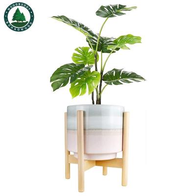 China Modern Minimalist Wooden Plant Rack Mid Century Flower Pot Rack Outdoor Adjustable Indoor Stand for sale