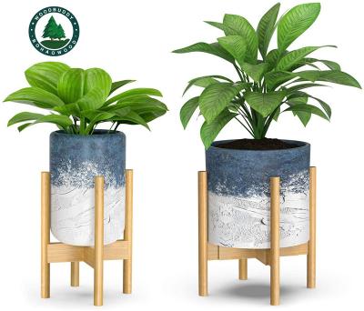 China Minimalist Bamboo Plant Stand Flower Pot Plant Stand Wooden Flower Pots and Planters for sale