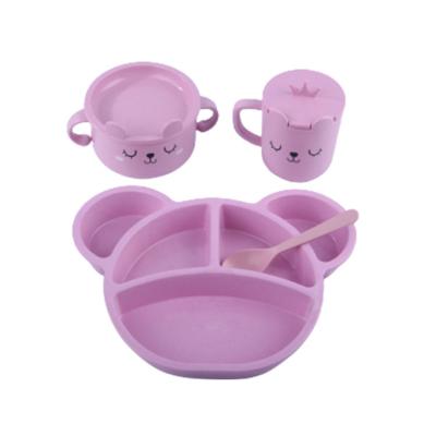 China Amazon Viable Best Sellers Backing Ear Divided Wheat Straw Plates Baby And Toddler Unbreakable Dishes for sale