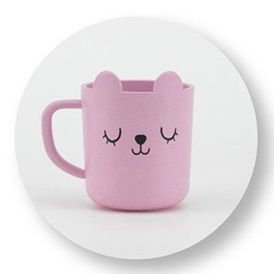 China Multicolor Unbreakable Straw Fiber Mug Dinnerware Sets Novelty Viable Animal Face Wheat Mugs for sale