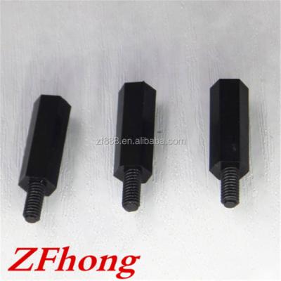 China Nylon Mechinery Thread Black Hex Standoff Spacer M2 M2.5 M3 M4 Male To Female for sale