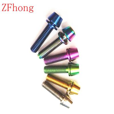 China Multicolor Titanium Mechinery M5 M6*16/18/20mm Allen Hex Taper Cone Head M5 Ti Bolts Screw With Gasket for sale