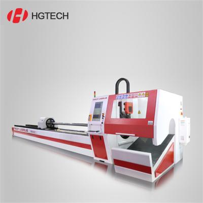 China Laser CUTTING HGTECH Laser Cutter CNC Metal Round/Rapid Square/Rectangular Metal Tube Fiber Laser Cutting Machine for sale