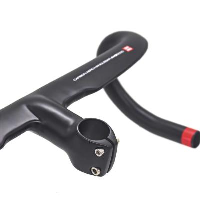 China Black Cycling Road All Carbon Fiber Integrated Road Bicycle Grip, Bicycle Grip Stem And Bending Stem 400/420/440mm for sale