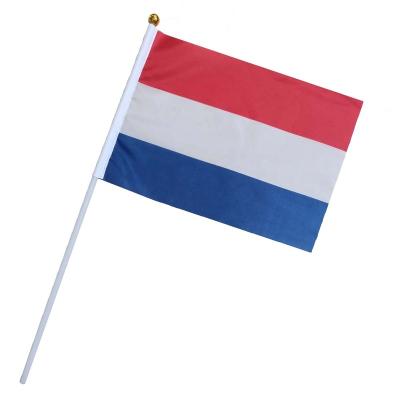 China Sports and Games 2022 World Cup Top 32 Country NL Nederland Netherlands Holland Red-White-Blue Hand Waving Flags for sale