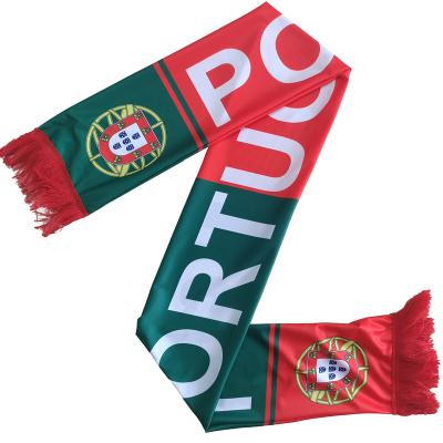 China Neck Wear Digital Printing Portugal Scarf Custom Fans Cheer Polyester Football Fans Neck Wear Cheap Knitted Qatar Soccer Scarf for sale