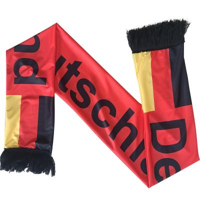 China Neck Wear Digital Printing Germany Scarf Custom Fans Cheer Football Fans Cheap Knitted Polyester Neck Wear Qatar Soccer Scarf for sale