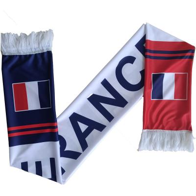 China Neck Wear Digital Printing France Scarf Custom Fans Cheer Football Fans Cheap Knitted Polyester Neck Wear Qatar Soccer Scarf France for sale