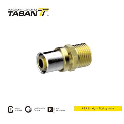 China customized Brass Threaded Fittings Male Straight Connector rustproof 63A for sale