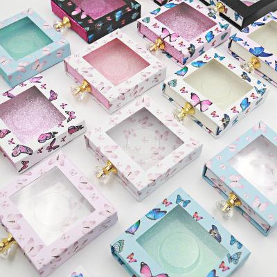 China Recycled Materials Square Drawer Butterfly Lashes Packaging Empty Eyelash Boxes Custom Logo for sale