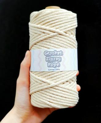 China 4.5mm Crochet Pattern Cotton Rope Elastic Cord 300gram One Roll Macrame Rope Bag Making Rope for sale