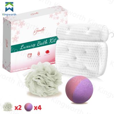 China Kingworth Equipo De Bano Travel Rose Scented Gift 3D Bath Salts Bomb Kit Cleaning Bath Kits KWA-002 for sale