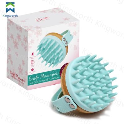 China Kingworth Cepillos De Cabeza Scalp Massager Waterproof Bath Hair Brush Bamboo Shampoo Head Brush for sale