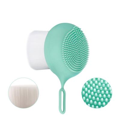 China Kingworth Easy Clean Double Sided Handheld Soft Stiffens Blackhead Removal Silicone Exfoliator Detergent Facial Scrubber Brush for sale