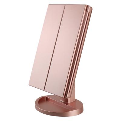 China Kingworth 3X/2X/1X 21 Magnification Touch Screen Table Triple Led Lighted Makeup Mirror for sale