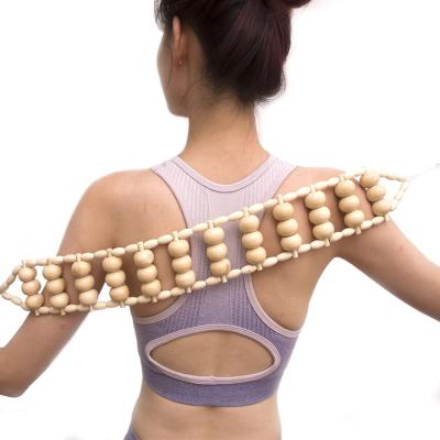 China Body Kingworth Therapy Cellulite Wood Body Massage Tools Wooden Back Massage Roller Rope for sale