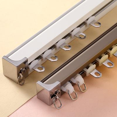 China Popular Hotel Lighting Ceiling Mounted Single Aluminum Extrusion Stretch Curtain Track for sale