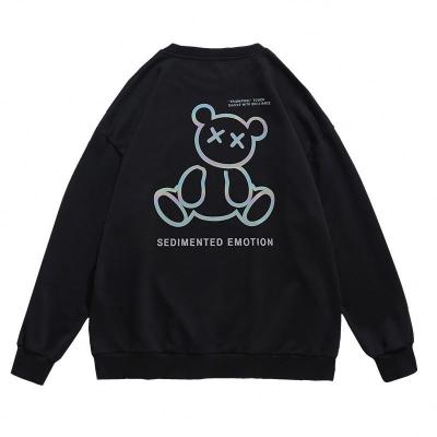 China 2022 Plus Anti-wrinkle Anti-wrinkle Autumn And Winter New Trend Velvet Sweater Men's Reflective Colorful Bear Printing Hoodie for sale