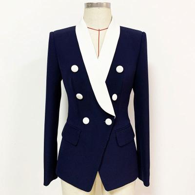 China 2021 new arrivals new arrivals high quality classical women's breathable contrast blazer jacket collar shawl collar wholesale office lady for sale