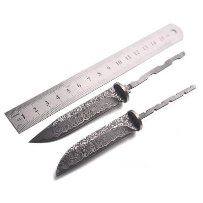 China Non-variable Damascus steel with DIY camping straight knife blade leather semi-complete manual forging fixed knife for sale